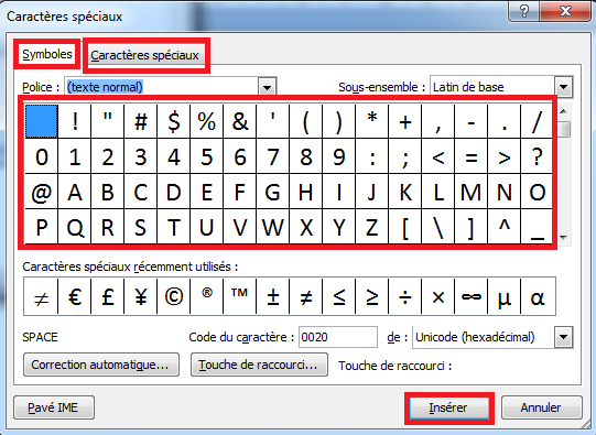 Fonctionnalit s de bases de Microsoft word Insertion des